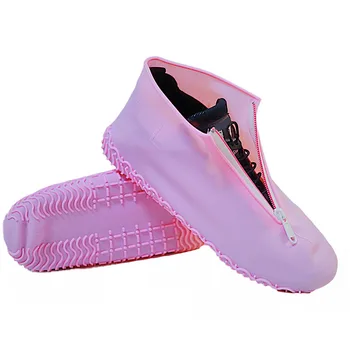 

1 Pair Accessories Silicone Shoe Cover Waterproof Outdoor Zipper Reusable Rain Boots Elastic Travel Non Slip Portable Protective