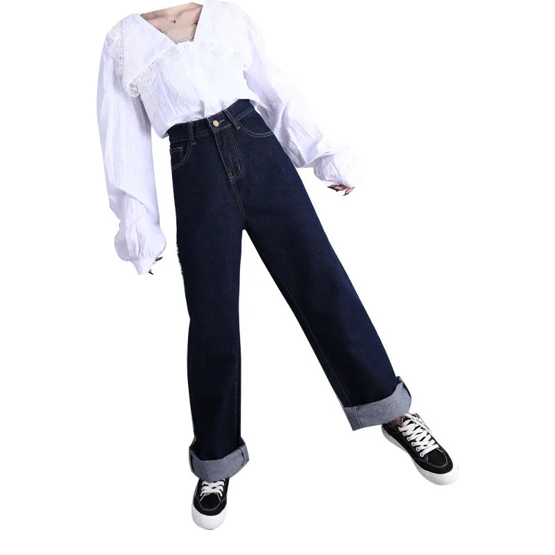 Neploe 2020 Autumn New Jeans Pants Korean High Waist Straight Long Trousers Causal Demin Women Pants Mujer Pantalones 4D994