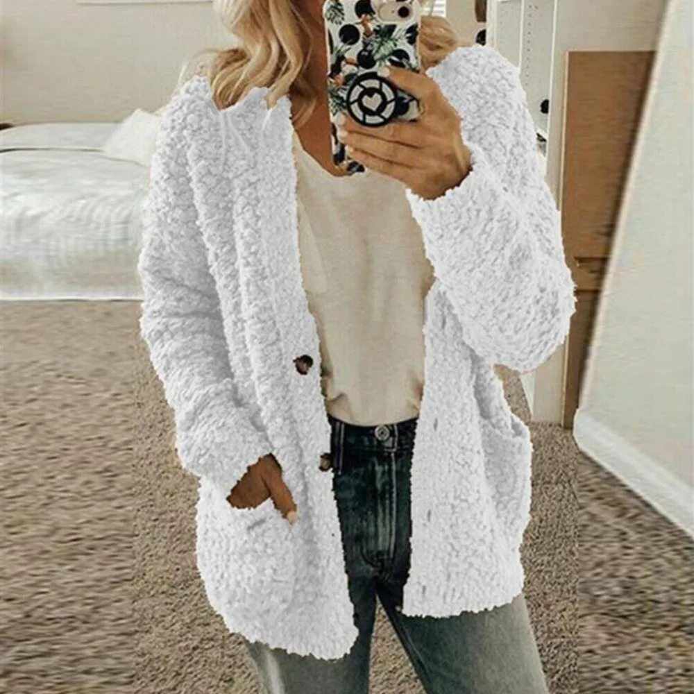 Women Autumn Winter Sweaters Tops Coat Fashion Women Casual Long Sleeve Button Solid Pocket Cardigan Tops Blouse Coat