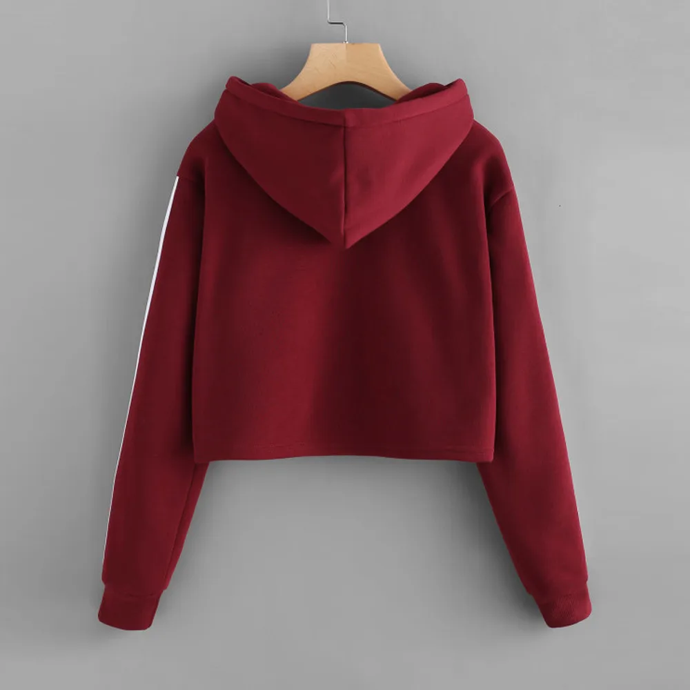  Hoodies And Sweatshirts Women Fashion Striped Long Sleeve Hoodie Sweatshirt Jumper Hooded Pullover 