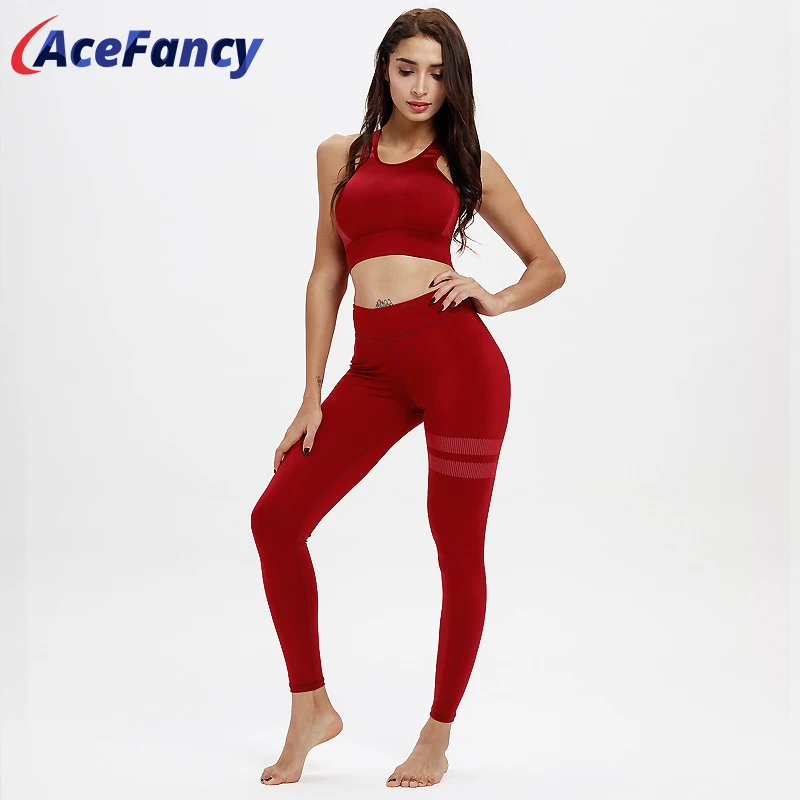 Одежда Acefancy для женщин Леггинсы йоги однотонный спортивный бюстгальтер