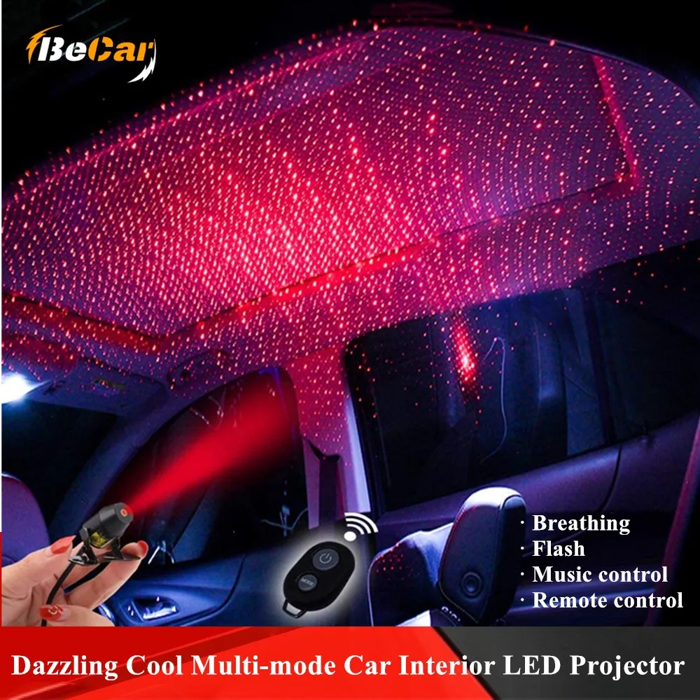 Dazzling Cool Multi-Mode Auto Interieur Led Projector Auto Dak Volledige Star Projectie Laser Lamp Auto Dak Ster Led interieur Thuis
