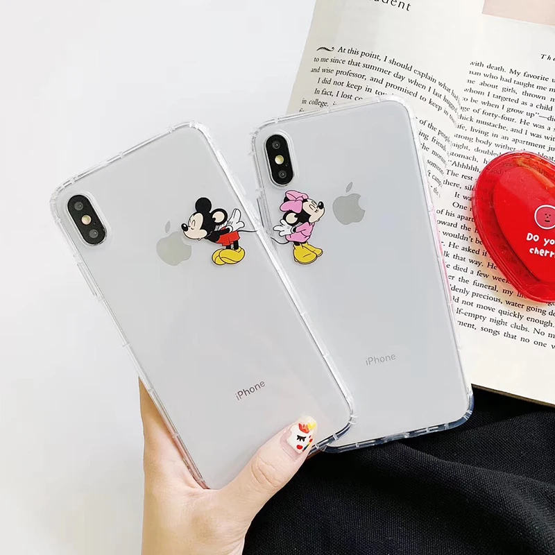 

New Minnie mouse Transparent Soft Silicone for iphone 6 plus 7 7plus 8 8plus X XS XR MAX 11 Pro lovely Couple cover coque funda