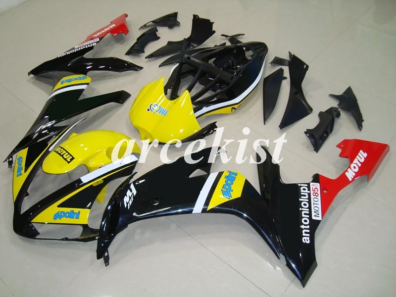 yellow black Литьевая Форма ABS мотоцикл обтекатель комплект подходит для YAMAHA YZF-R1 2004 2005 2006 r1 04 05 06 тело набор черный - Цвет: yellow black