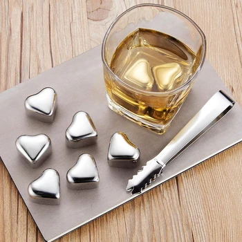 

Heart Shaped Stainless Steel Ice Cube Reusable for Whisky Bourbon Perfect Alcohol or Bar Cooler Accessories Holiday Gifts