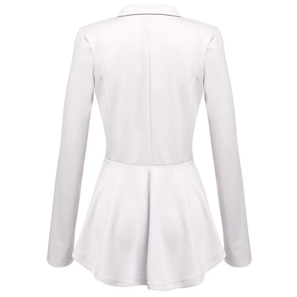 new lowest price Office Lady Autumn Lapel Collar Solid Color Double-breasted Ruffled Hem Blazer Short Coat