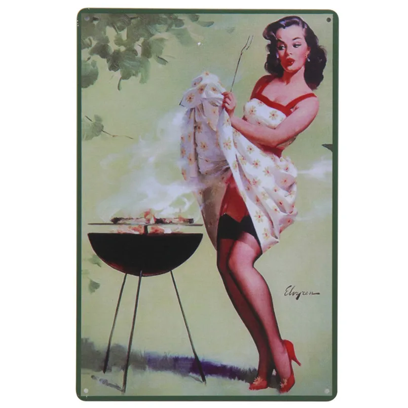 E Pin Up Girl Tintin металлические знаки плакат автомобиль пиво табличка настенная живопись наклейки для паба бар клуб домашний декор жестяная вывеска 30X20 см H50 - Цвет: E
