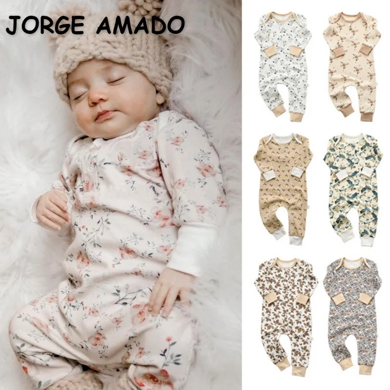 Детский комбинезон с длинным рукавом круглым вырезом и принтом | Мать ребенок