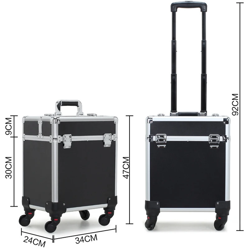 

Многослойная алюминиевая косметичка, органайзер для макияжа на колесиках для путешествий, рисовальный бар, ящик для хранения косметики, чемодан для комода