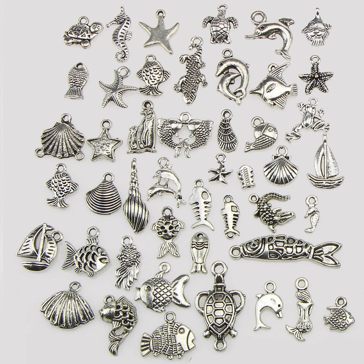 100 шт. милые модные декоративные разные кулоны из сплава в морском стиле подвески