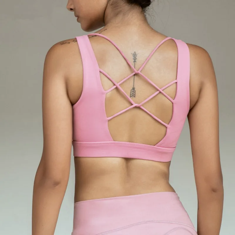CretKoav, женский сексуальный бюстгальтер для йоги с v-образным вырезом, сексуальный спортивный бюстгальтер с перекрестной спинкой, Женский противоударный бюстгальтер для фитнеса, йоги, пуш-ап