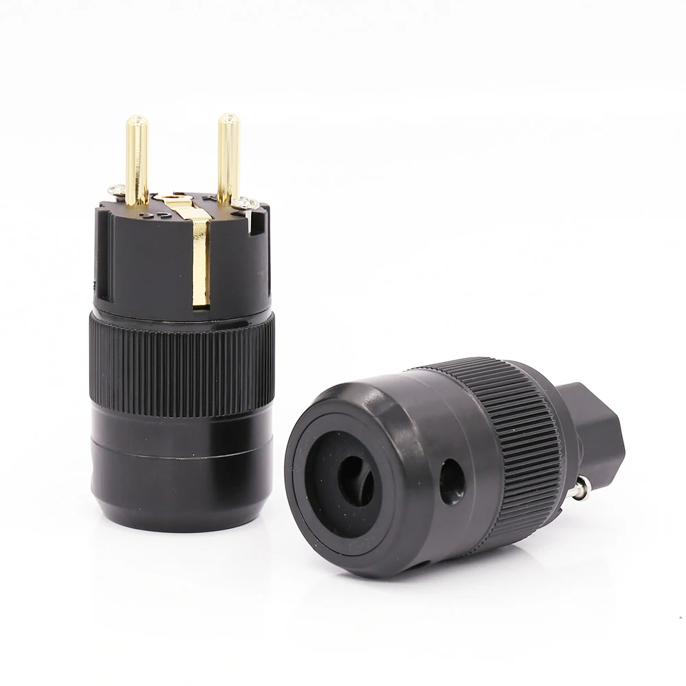 Бесплатная доставка 5 пар High End 24 К позолоченный SCHUKO AC Power Plug + IEC разъем питания