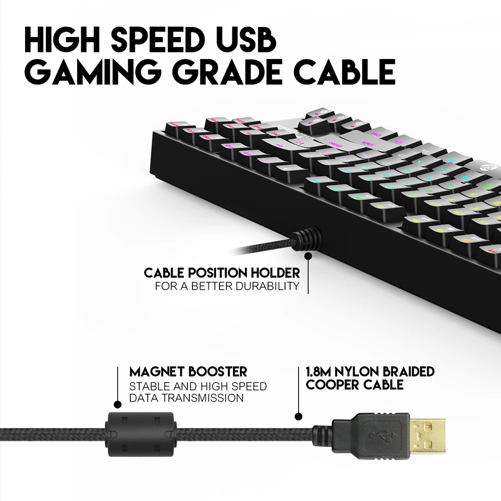 Fantech MK872 механическая клавиатура 87 клавиш RGB анти ореолы световой синий