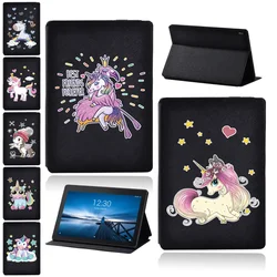 Para lenovo tab m10/tab m10 plus/tab e10 tablet caso bonito unicórnio padrão dos desenhos animados série capa protetora + stylus grátis