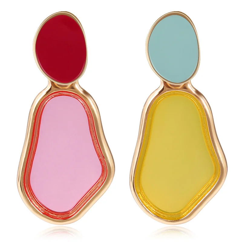 

Wholesale Korean New Colorful Earrings Transparent Geometric Irregular Earrings For Women 2019 Fashion Jewelry Oorbellen Brincos