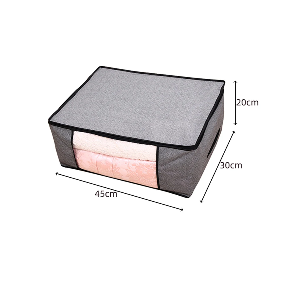 45x30x20cm gray Нетканый тканевый складной ящик для хранения грязной одежды для сбора чехол на молнии для игрушек стеганая коробка для хранения прозрачный оконный Органайзер - Цвет: 45x30x20cm gray