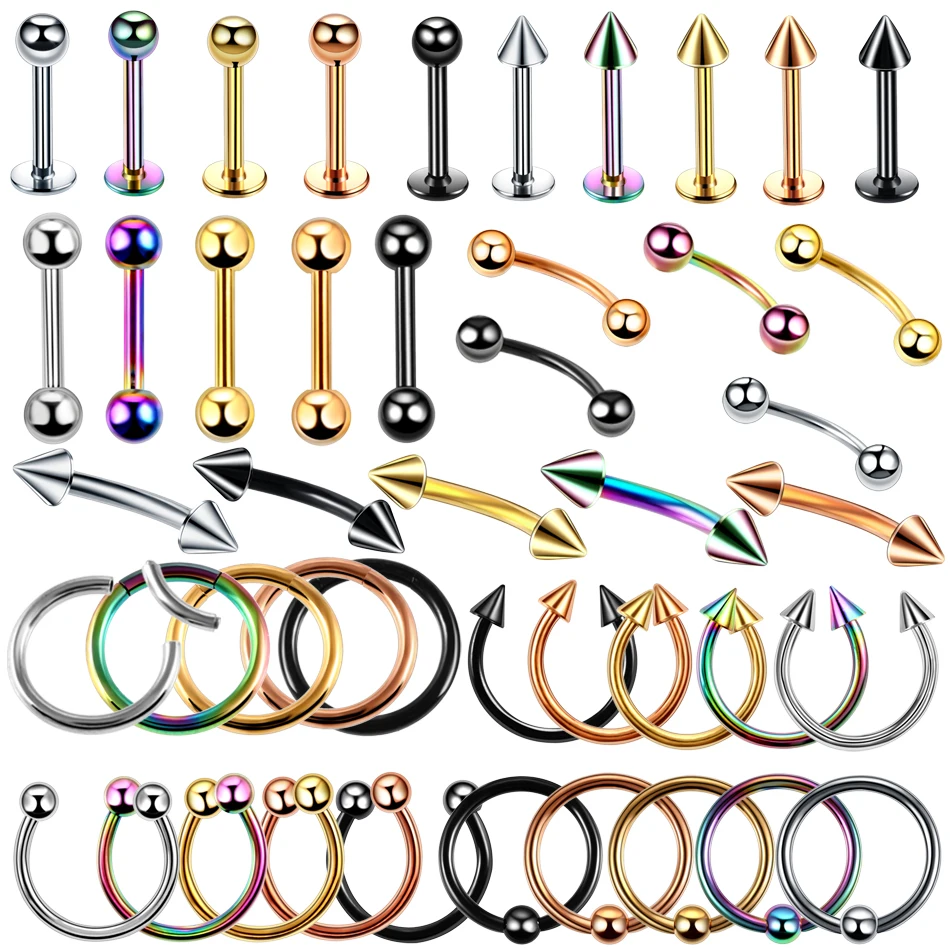 

1PC/lot Steel 16G Tragus Piercing Nose Cartilage Helix Earring Cone Spike Horseshoe Circular Septum Labret Lip Stud Body Jewelry