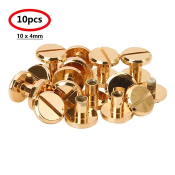 

10Pcs Round Flat Head Chicago Screw Metal Screw Posts Nail Rivet Tack Button Leather Bookbinding Crafts Furniture Decor Hardware