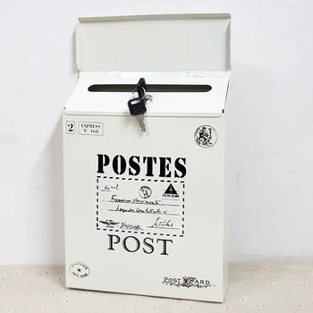 

Home Decor Paint Vintage Letter Box Ornaments Colorful With Lock Wall Mount Newspaper Durable Mailbox Iron Postal Yard