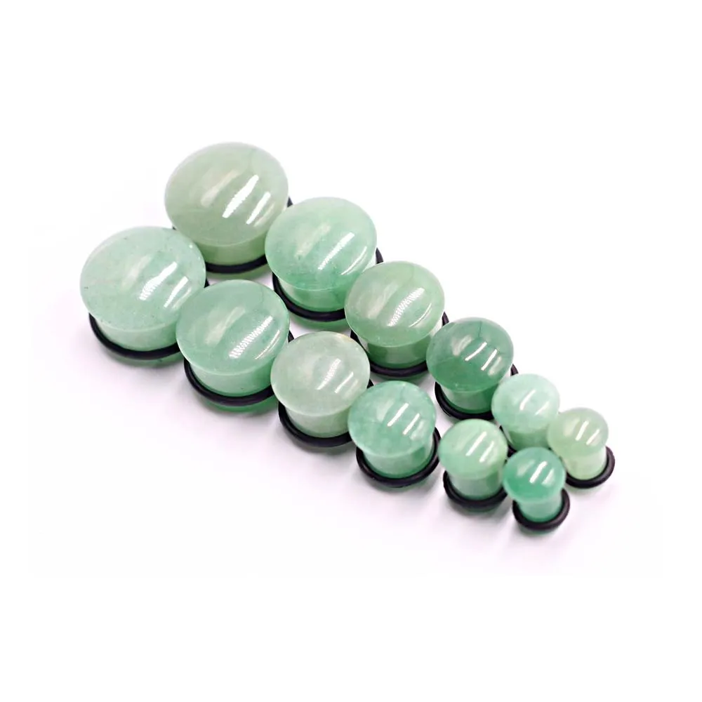 Punk Green Natural Organic Stone Flesh Helix Tunnel and Plug in Ear 1PC Gauge Expander Stretcher Unisex Body Piercing Jewelry