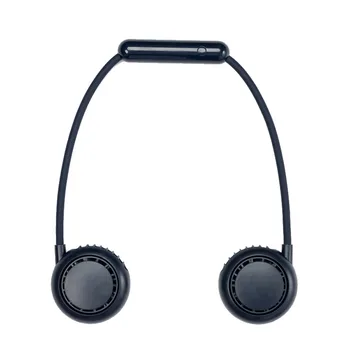 

Lazy Neck Hanging Dual Cooling Fan Wind Angles Speed Adjustable Portable USB Rechargeable Neckband Outdoor Sport Fan