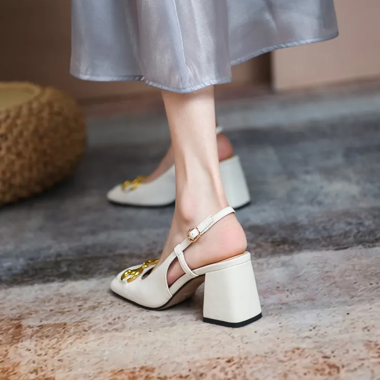 The New Summer Edition Of 2021 Women's Pure Color High-Heeled Shoes With Horseback Buckle Casual Fashion And All-Match Women's s
