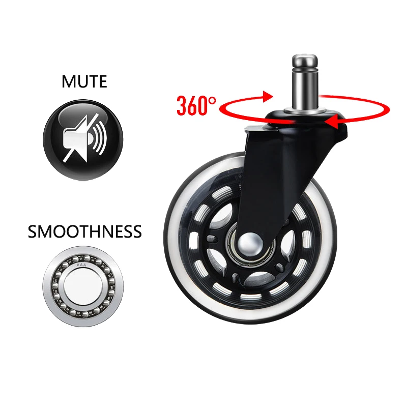 

Office Chair Caster Wheels 3 Inch Home Swivel Caster PU Wheels Rollerblade Style Castor Wheel Replacement