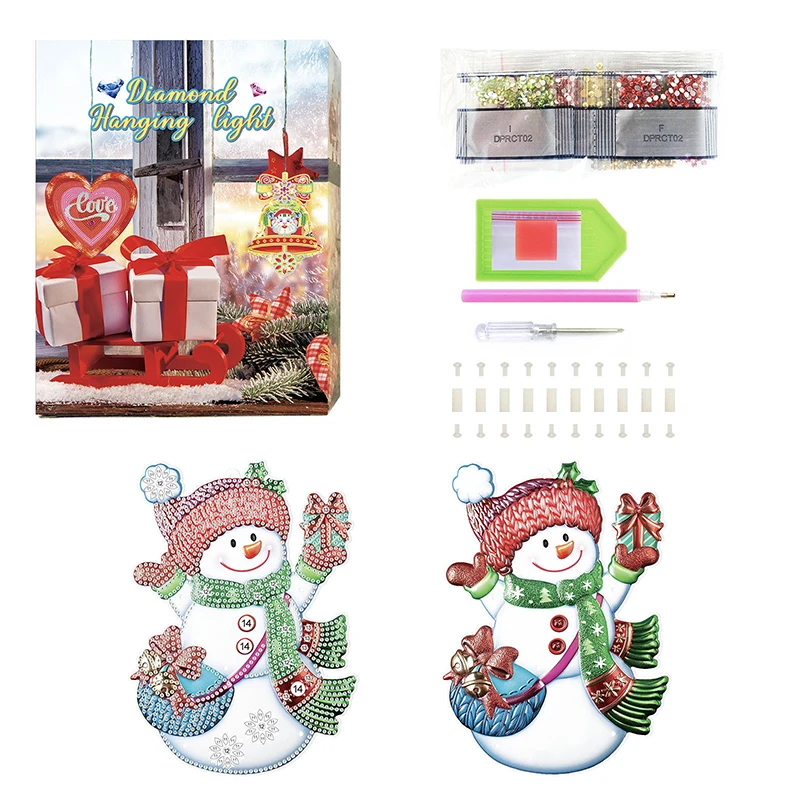 HOMFUN Christmas LED Lamp Diamond Painting DIY 5D Light Diamond Embroidery Colorful Lights Rhinestones Halloween Home Decor Gift