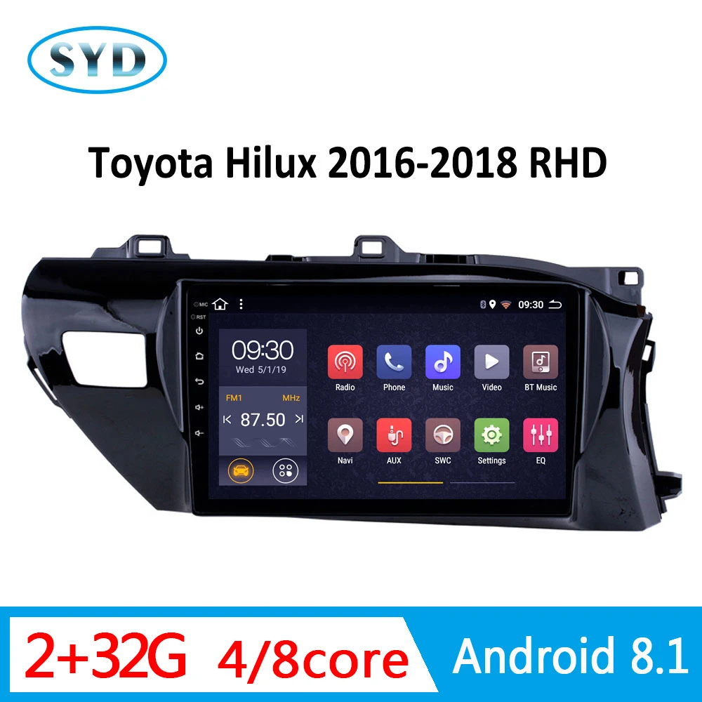Авто радио Android 2G RAM для Toyota Hilux RHD автомобильный DVD 2016 2017 2018 Мультимедиа GPS плеер 2.5D