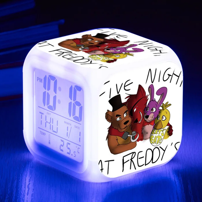 24 Five Nights At Freddy's 7 цветов светодиодный Будильник FNAF Bonnie Foxy Freddy Fazbear часы с дизайном «Медведь» ночные световые часы игрушки - Цвет: 24