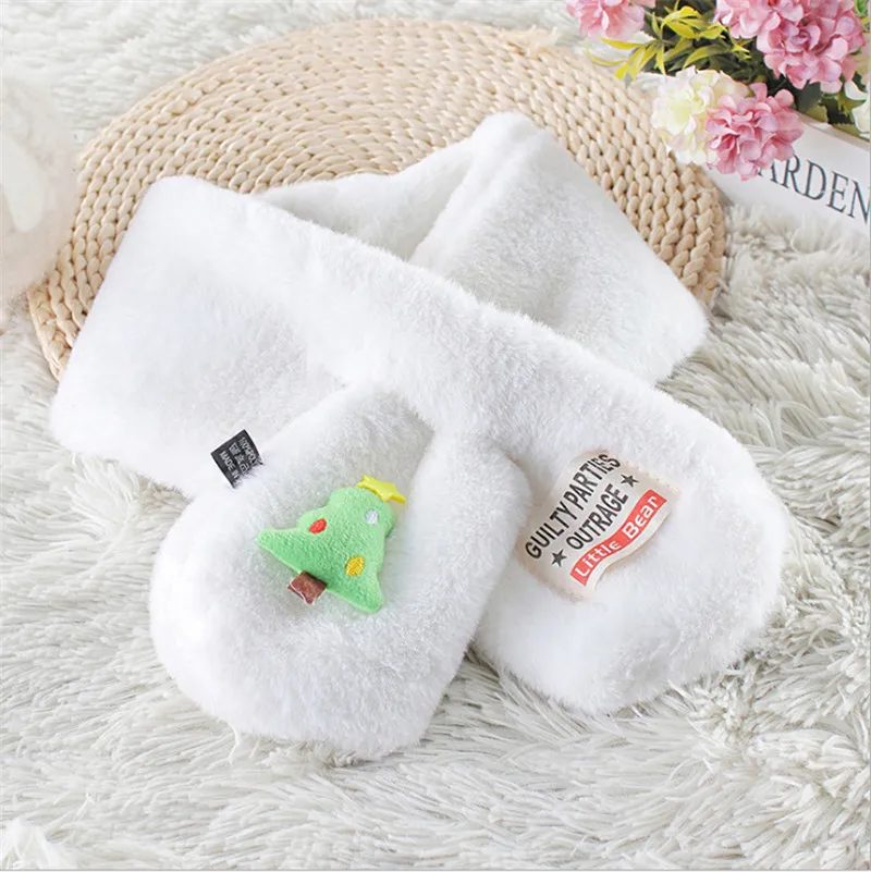 B Autumn Winter Newborn Infant Baby Kids Cartoon Scarf Santa Claus Deer Christmas Fur Warm Scarf - Цвет: B