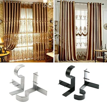 

2/3/4pcs Adjustable Curtain Rod Brackets Drill-free Curtain Rod Roman Pole Bracket Durable Decorative Hook Window Accessories