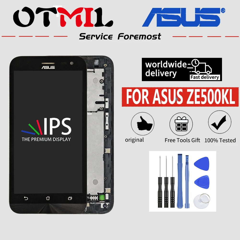 OTMIL 5," ЖК-дисплей для ASUS Zenfone 2 Laser ZE500KL, ЖК-дисплей, сенсорный экран с рамкой, дигитайзер для ASUS ZE500KL, ЖК-дисплей