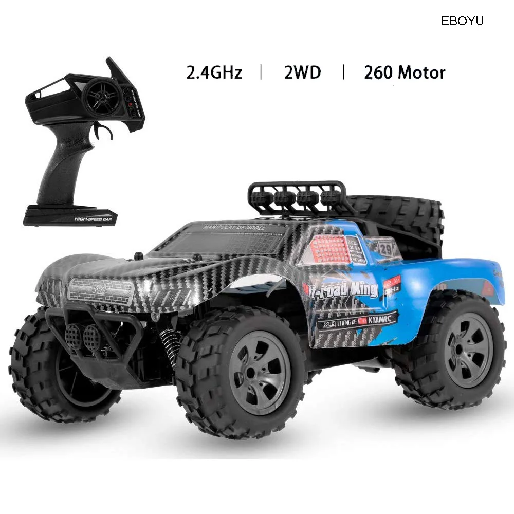 EBOYU 1885B RC автомобиль 2,4 GHz 1/18 2WD большое колесо внедорожный пульт дистанционного управления грузовик King RTR для детей начинающих - Цвет: Синий