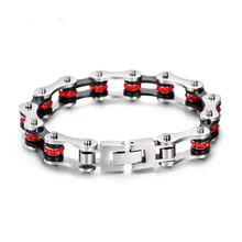 Панк красный кристалл мотоцикл браслет цепочка черный и белый два цвета женский браслет с фигуркой велосипеда 316L ювелирные изделия из нержавеющей стали