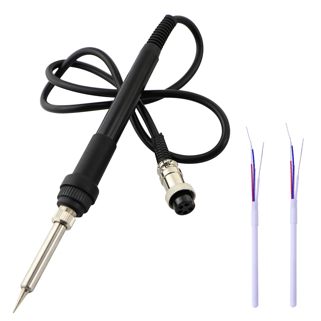 With 2pcs Extra Heating Element Original Saike Soldering Station Universal Soldering Iron Handle For Saike 852D++ 909D 898D 8586 electric solder