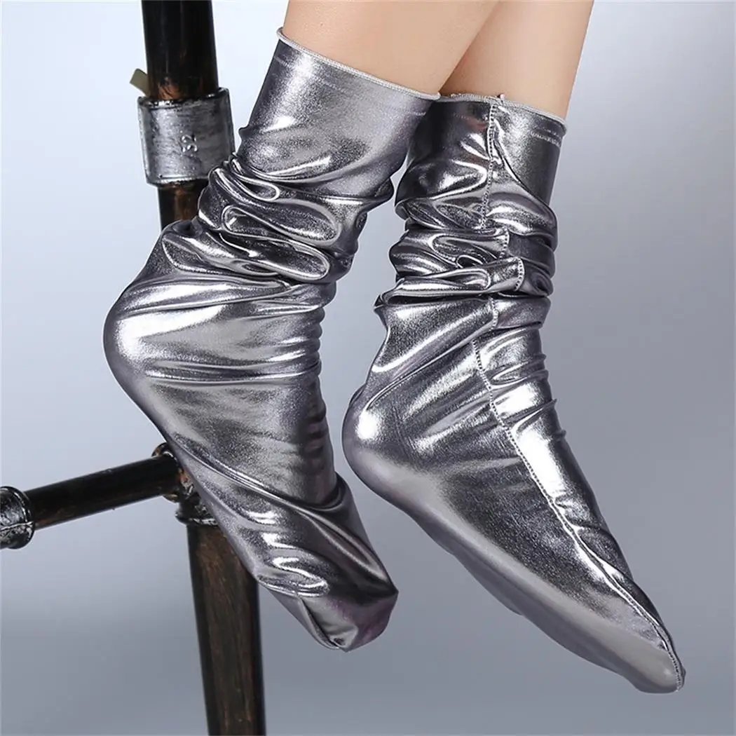 Night Club Women Reflective Bright Color Elastic Middle Solid Casual Tube 45cm/17.72inch(Approx.) Socks