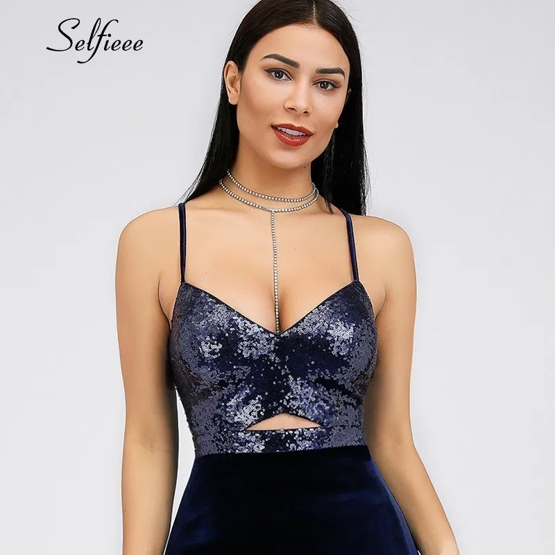 New Arrival Elegant Women Dress Long Sleeveless Sequined V-Neck Spaghetti Strap Elegant Maxi Summer Party Dress Robe Femme