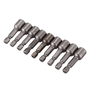 

Magnetic Nut Driver Set 8mm 5/16" Socket Adapter Hex Drill Bit 9 Pcs
