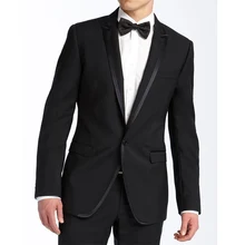Черный свадебный смокинг жениха для мужчин костюмы из 2 частей пиджак брюки с острым лацканом костюм портного производства блейзер