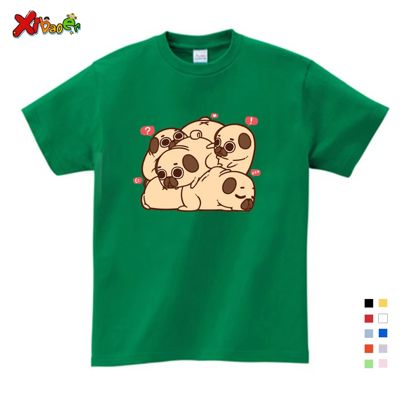 Детская летняя одежда для девочек Футболка с принтом милых щенков летняя одежда для девочек короткие синие хлопковые футболки От 3 до 15 лет - Цвет: T-shirt Kids