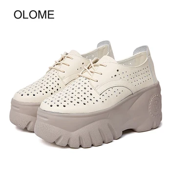 

Summer New Shoes Women Thick Bottom Footware Breathable Female leisure Sneakers Real leather Ladies Casual Chaussures Platform