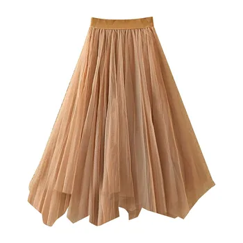 

Women fashion Sexy skirt Irregular Double-layer Mesh High Waist Skirt Bubble Skirt юбка юбка женская Free Shipping D4