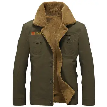 

Brand Cotton Winter Bomber Jacket Men Air Force Pilot Jackets Warm Male Fur Collar Mens Army Tactical Fleece Jackets Plus Size