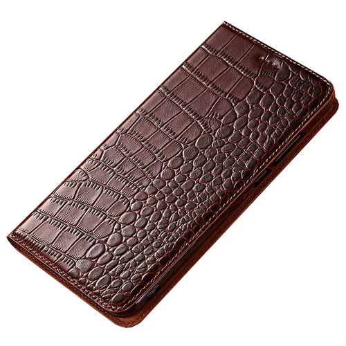 Чехол для Sharp Aquos R3 R2 R Compact с узором «крокодиловая кожа», флип-бумажник, чехол для Aquos R2, компактные Чехлы для телефона Coque - Цвет: dark brown