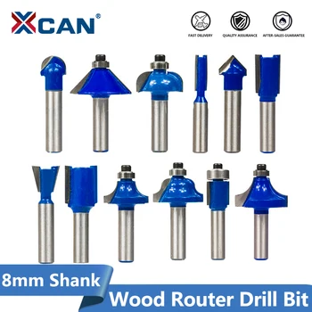 

XCAN 12pcs 8mm Shank Wood Router Bit Set Carbide Milling Cutter With Bearing Guide Woodworking Engraving Trimming Carving Bit