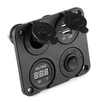 

Multi-functional Panel Bluetooth Wireless Dual USB Car Phone Charger Car Cigarette Lighter Socket Car Voltmeter