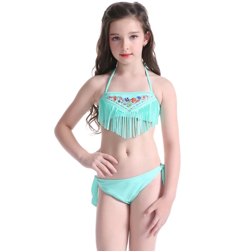 

GIRLS BIKINI SUMMER YOUNG AND ENERGETIC CUTE BEACH GIRL BIKINI EUROPEAN AND AMERICAN SWIMWEAR SPLIT EMBROIDERY BIKINI