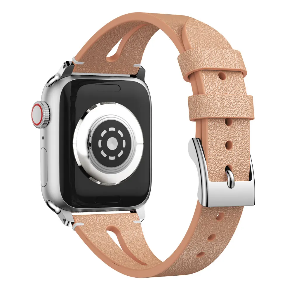Light Brown Ремешок из натуральной кожи для Apple Watch Band Series 4 3 2 1 38 мм 42 мм 40 мм 44 мм сменный браслет наручных часов браслет ремень - Цвет ремешка: Light Brown