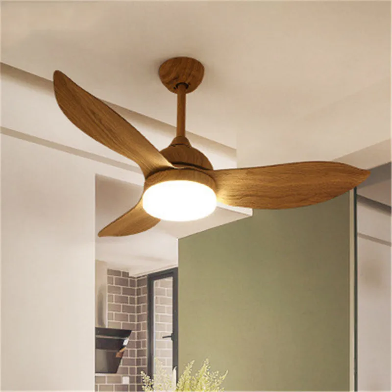 Nordic Restaurant LED Ceiling Fan Light Remote Control Bedroom Living Room Balcony Simple Modern Home Quiet Retro LED Fan Light